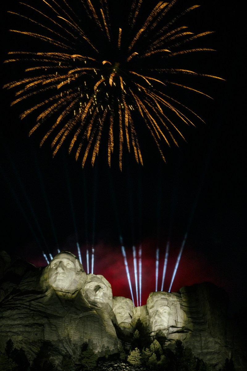 Fireworks explode over Mount Rushmore National Memorial after President Donald J. Trump delivered remarks at the Fourth of July celebration in Keystone, South Dakota, Friday, July 3, 2026. (Official White House Photo by Molly Riley)
