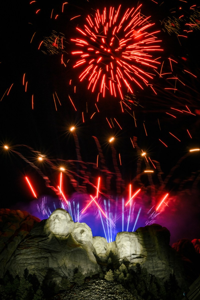 Fireworks explode over Mount Rushmore National Memorial after President Donald J. Trump delivered remarks at the Fourth of July celebration in Keystone, South Dakota, Friday, July 3, 2026. (Official White House Photo by Molly Riley)