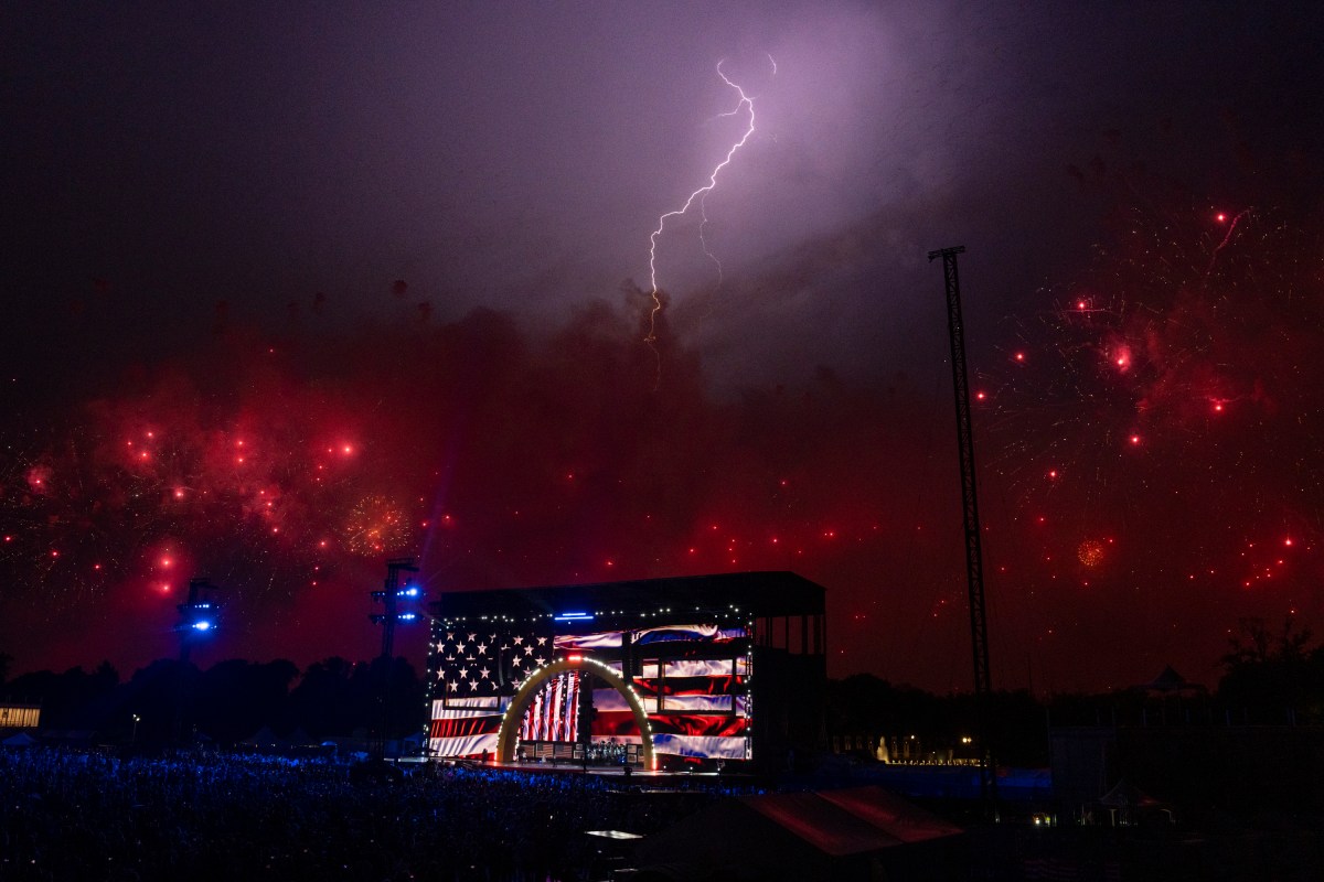 A fireworks display over the National Mall in Washington, D.C. celebrates America’s 250th anniversary, Saturday, July 4, 2026. (White House Intern Photo by Aidan P. Ranzieri)