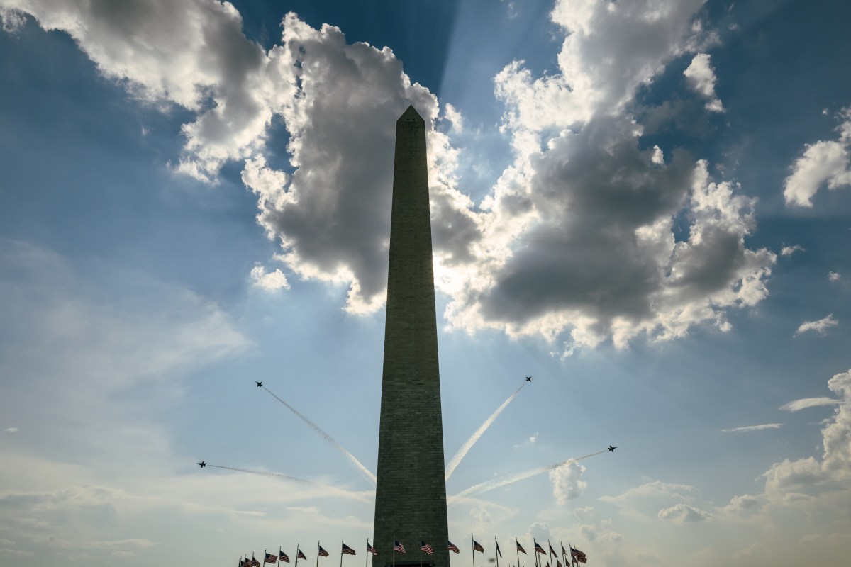 Military flyovers take place over the National Mall in Washington, D.C. during the Salute to America 4th of July celebrations for America’s 250th anniversary, Saturday, July 4, 2026. (Official White House Photo by Molly Riley)