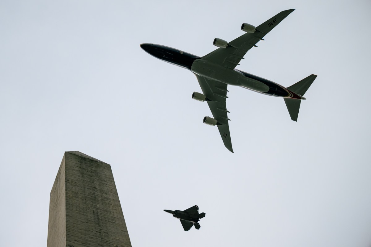 Military flyovers take place over the National Mall in Washington, D.C. during the Salute to America 4th of July celebrations for America’s 250th anniversary, Saturday, July 4, 2026. (Official White House Photo by Molly Riley)