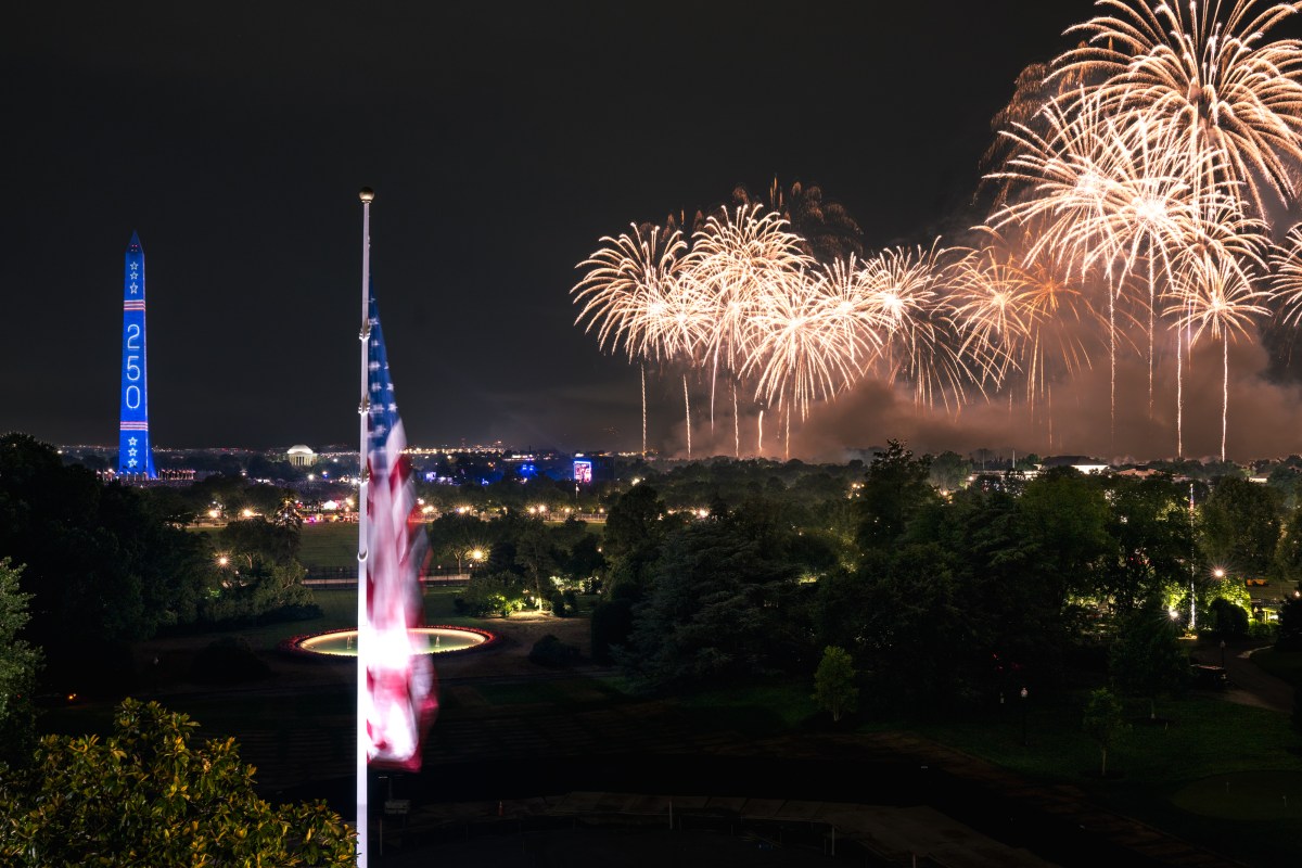 A fireworks display over the National Mall in Washington, D.C. celebrates America’s 250th anniversary, Saturday, July 4, 2026. (Official White House Photo by Patrick B. Ruddy).