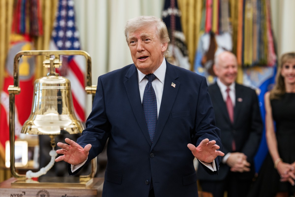 President Donald J. Trump rings the opening bell for the New York Stock Exchange and the Nasdaq during an event to launch Trump Accounts, Monday, July 6, 2026, in the Oval Office. (Official White House Photo by Joyce N. Boghosian)