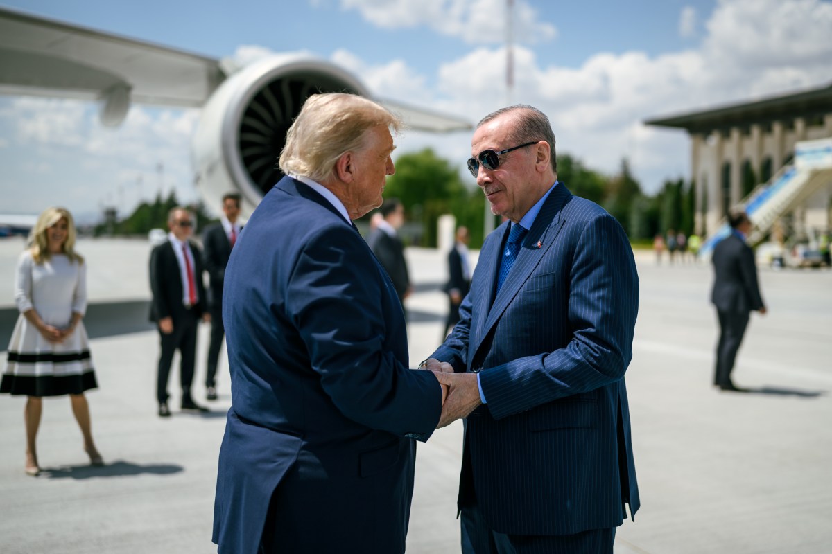 President Donald J. Trump is greeted by President Recep Tayyip Erdogan of Turkey, Tuesday, July 7, 2026, at Etimesgut Air Base in Ankara, Turkey. (Official White House Photo by Daniel Torok)