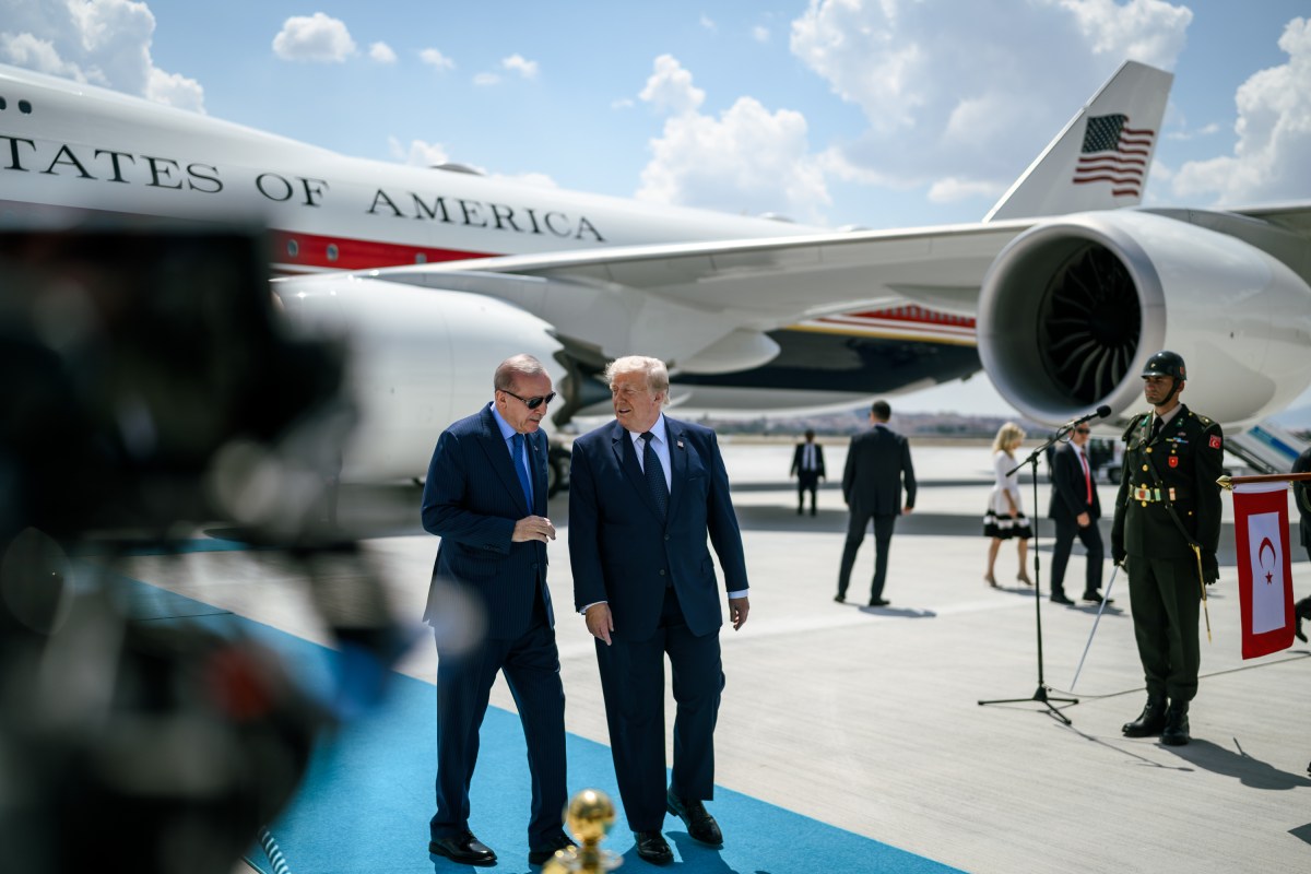 President Donald J. Trump is greeted by President Recep Tayyip Erdogan of Turkey, Tuesday, July 7, 2026, at Etimesgut Air Base in Ankara, Turkey. (Official White House Photo by Daniel Torok)