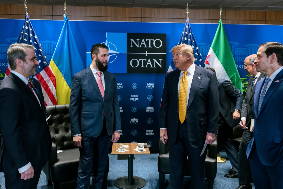 President Donald J. Trump participates in a bilateral meeting with Syrian President Ahmed al-Sharaa at the 2026 NATO Summit, Wednesday, July 8, 2026, at the Bestepe Presidential Compound in Ankara, Turkey. (Official White House Photo by Daniel Torok)