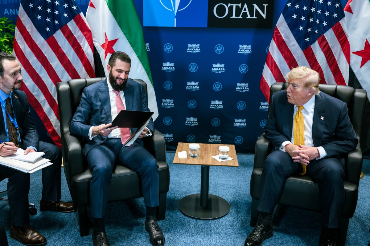 President Donald J. Trump participates in a bilateral meeting with Syrian President Ahmed al-Sharaa at the 2026 NATO Summit, Wednesday, July 8, 2026, at the Bestepe Presidential Compound in Ankara, Turkey. (Official White House Photo by Daniel Torok)