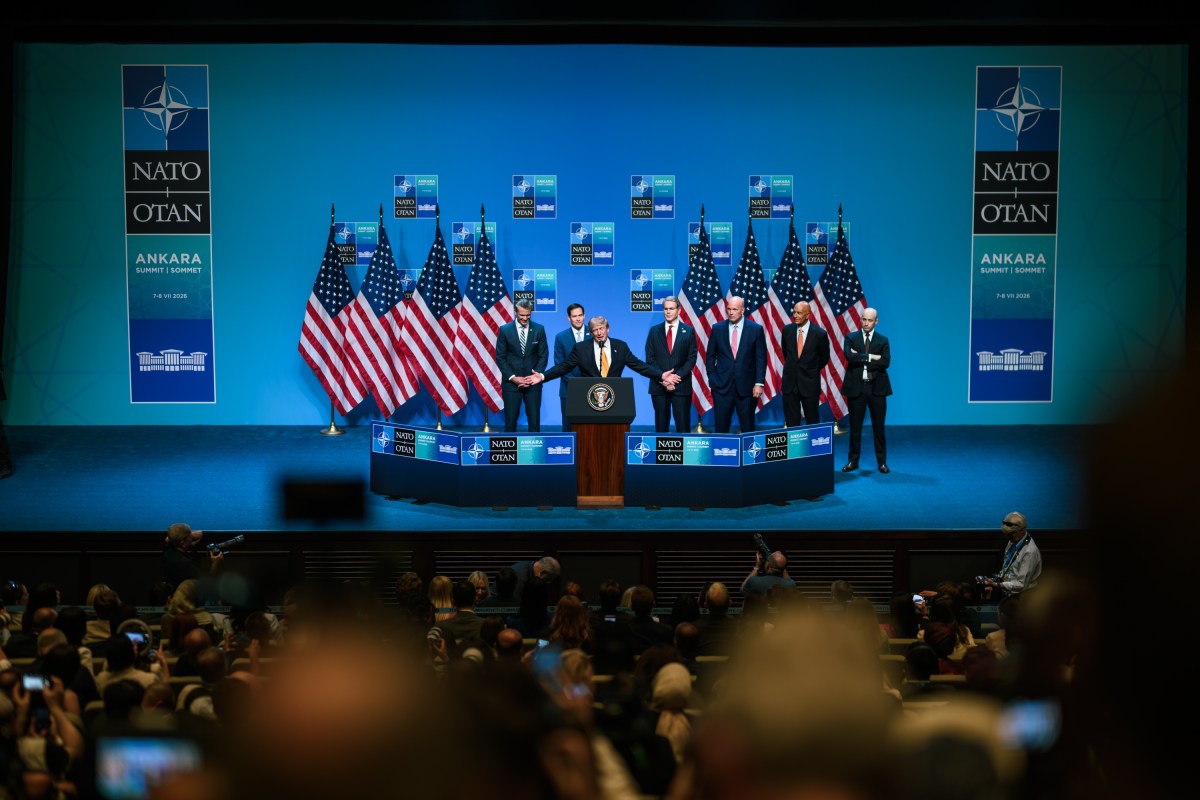 President Donald J. Trump holds a press conference at the 2026 NATO Summit, Wednesday, July 8, 2026, at the Bestepe Presidential Compound in Ankara, Turkey. (Official White House Photo by Daniel Torok)