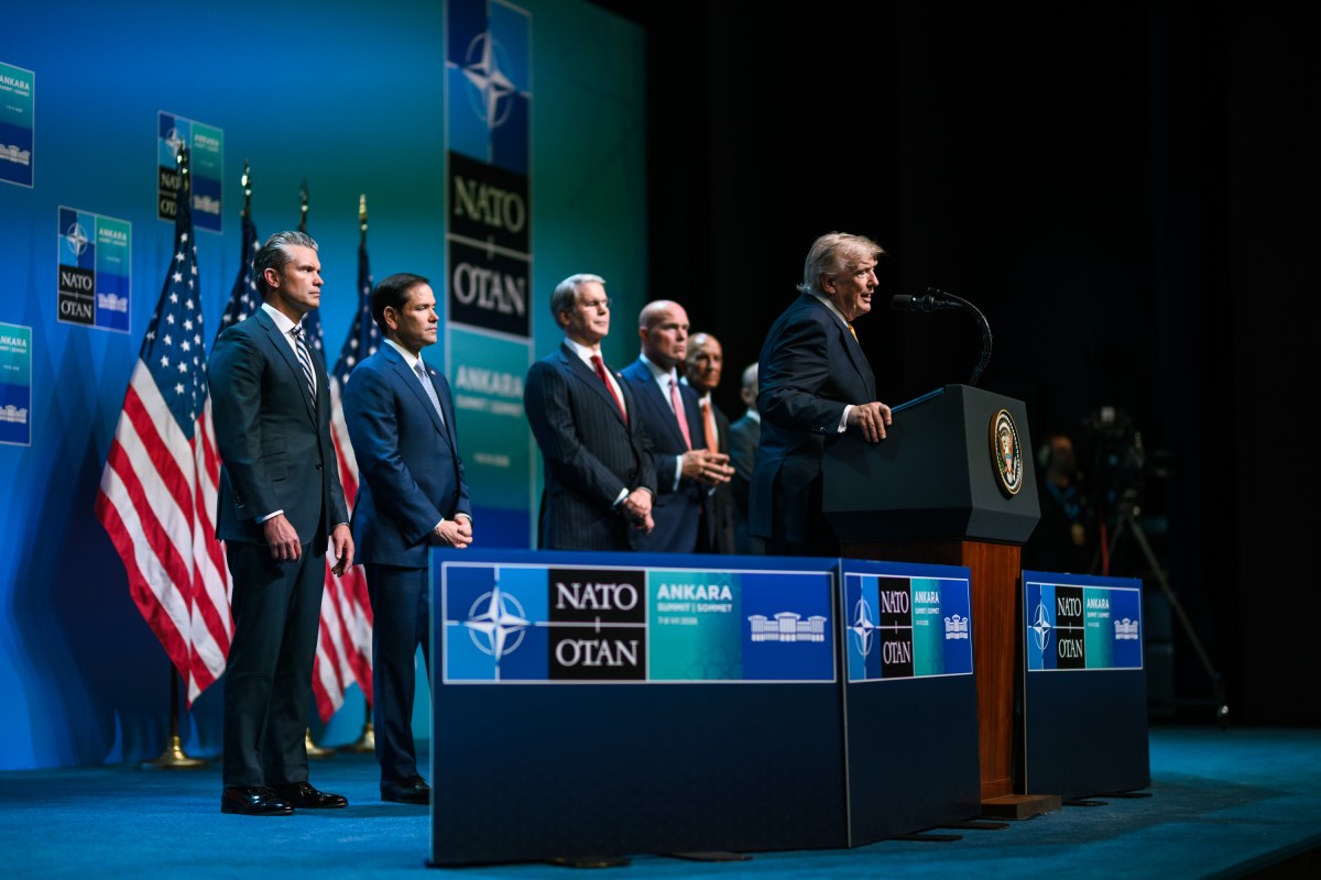 President Donald J. Trump holds a press conference at the 2026 NATO Summit, Wednesday, July 8, 2026, at the Bestepe Presidential Compound in Ankara, Turkey. (Official White House Photo by Daniel Torok)