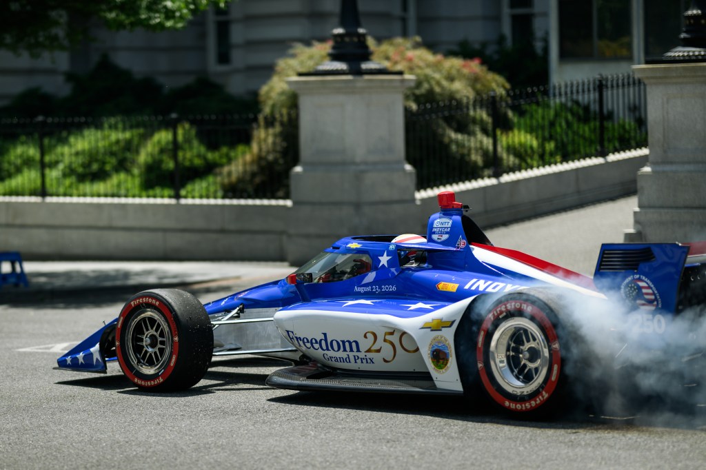 President Donald J. Trump meets with guests, including Penske Corporation Chairman Roger Penske, in the Oval Office before participating in a Freedom 250 Grand Prix Showcase on West Executive Avenue at the White House, Monday, July 13, 2026. (Official White House Photo by Daniel Torok)
