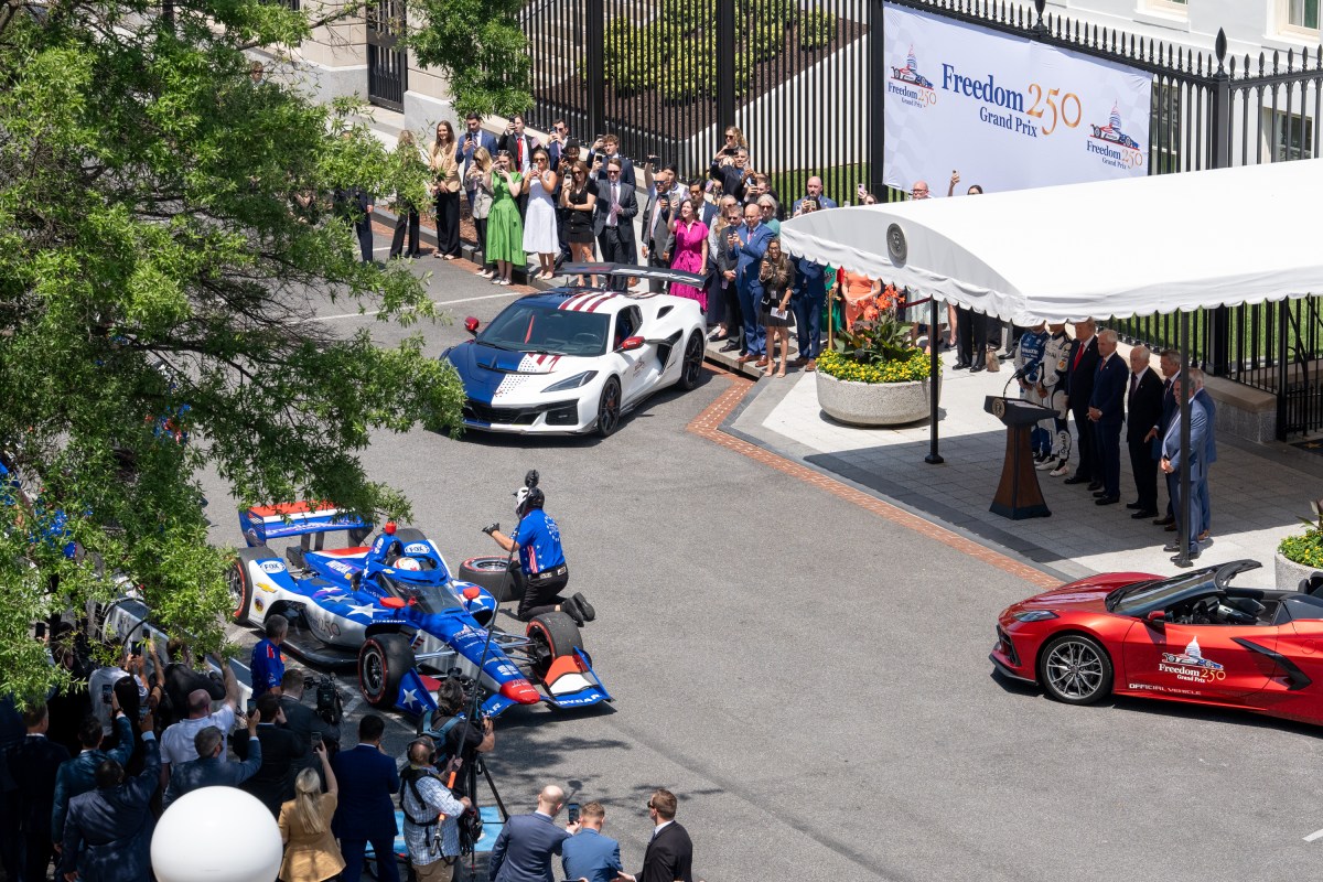 President Donald J. Trump participates in a Freedom 250 Grand Prix Showcase on West Executive Avenue at the White House, Monday, July 13, 2026. (Official White House Photo by Emily J. Higgins.)