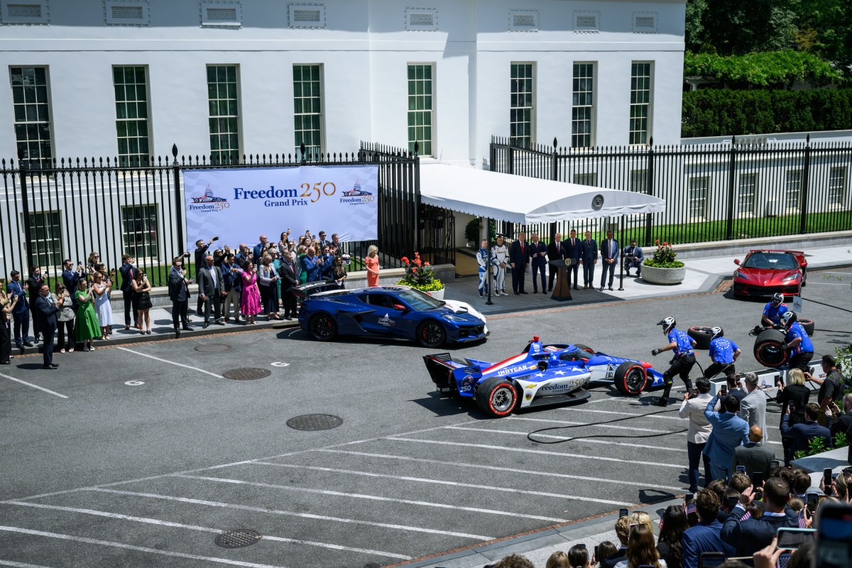 President Donald J. Trump participates in a Freedom 250 Grand Prix Showcase on West Executive Avenue at the White House, Monday, July 13, 2026. (Official White House Photo by Joyce N. Boghosian)
