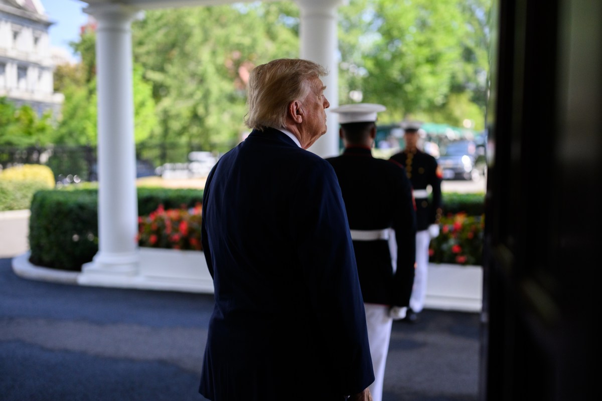 President Donald J. Trump arrives at the West Wing Lobby to greet Iraqi Prime Minister Ali al-Zaidi at the White House, Tuesday, July 14, 2026. (Official White House photo by Daniel Torok)