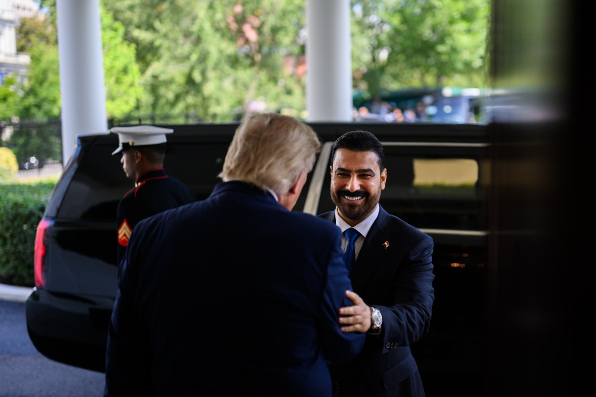 President Donald J. Trump greets Iraqi Prime Minister Ali al-Zaidi at the West Wing Lobby of the White House, Tuesday, July 14, 2026. (Official White House photo by Daniel Torok)