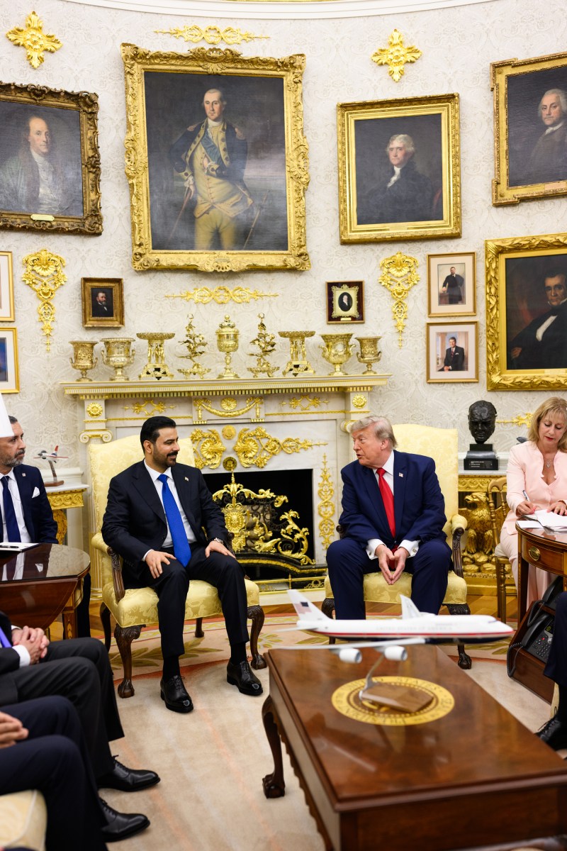 President Donald J. Trump participates in a bilateral meeting with Iraqi Prime Minister Ali al-Zaidi in the Oval Office, Tuesday, July 14, 2026. (Official White House photo by Daniel Torok)