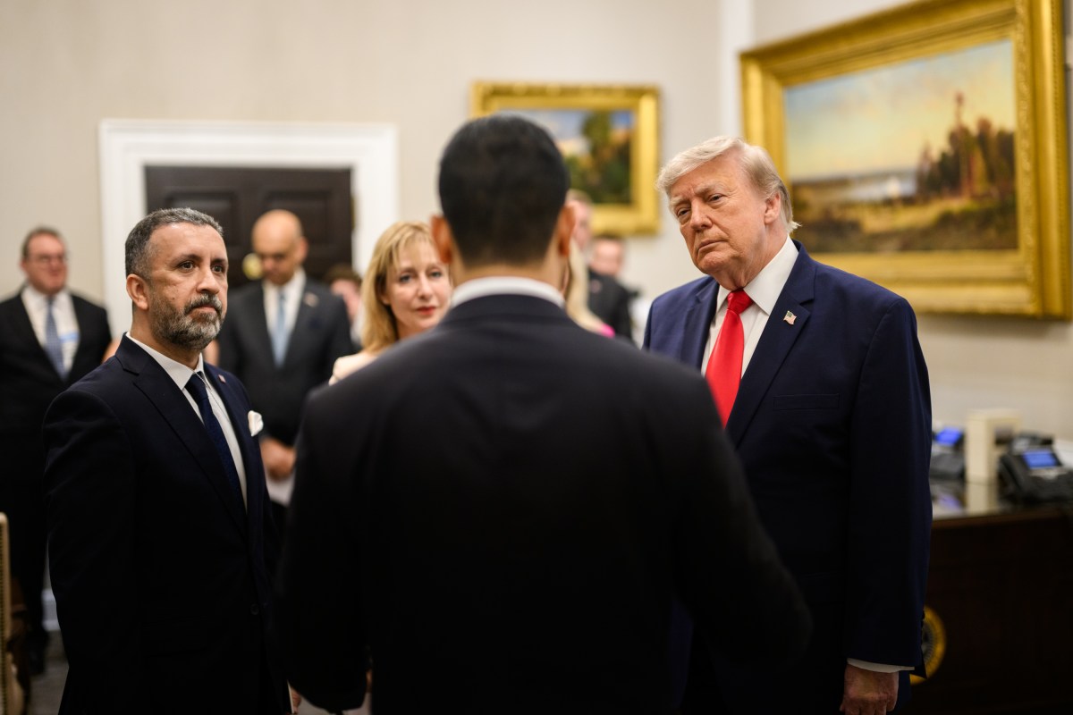 President Donald J. Trump greets Iraqi Prime Minister Ali al-Zaidi at the West Wing Lobby of the White House, Tuesday, July 14, 2026.(Official White House Photo by Molly Riley)