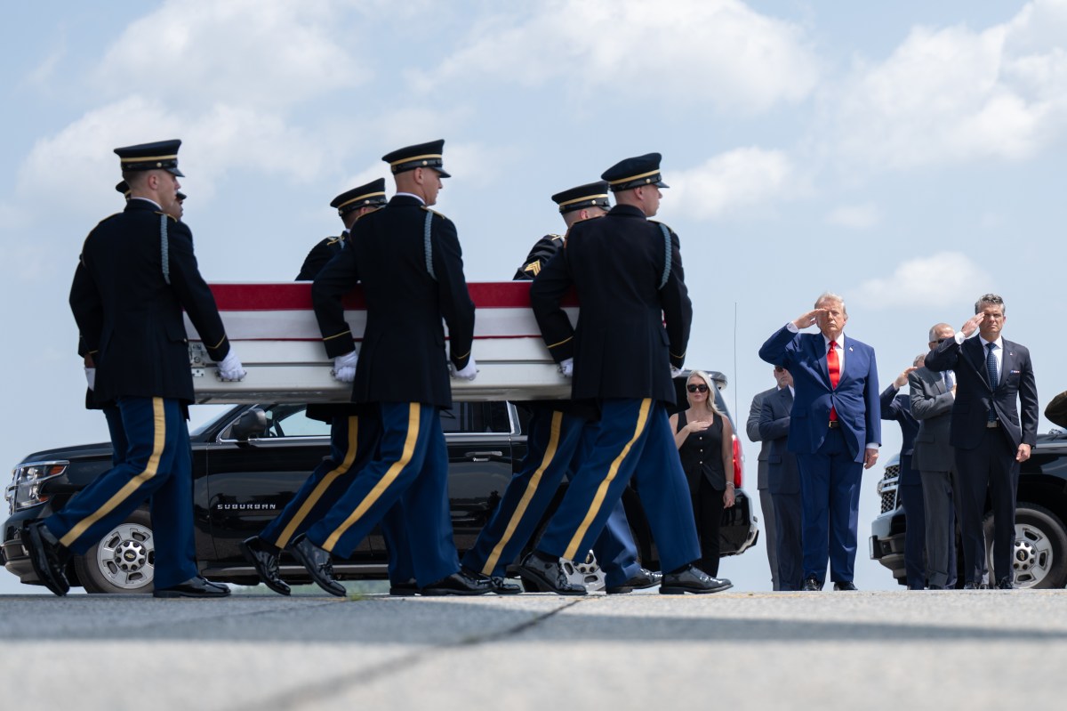 President Donald J. Trump attends the dignified transfer of U.S. soldiers killed in Iranian strikes in the Middle East, Wednesday, July 22, 2026, at Dover Air Force Base, Delaware.  (Official White House Photo by Molly Riley)