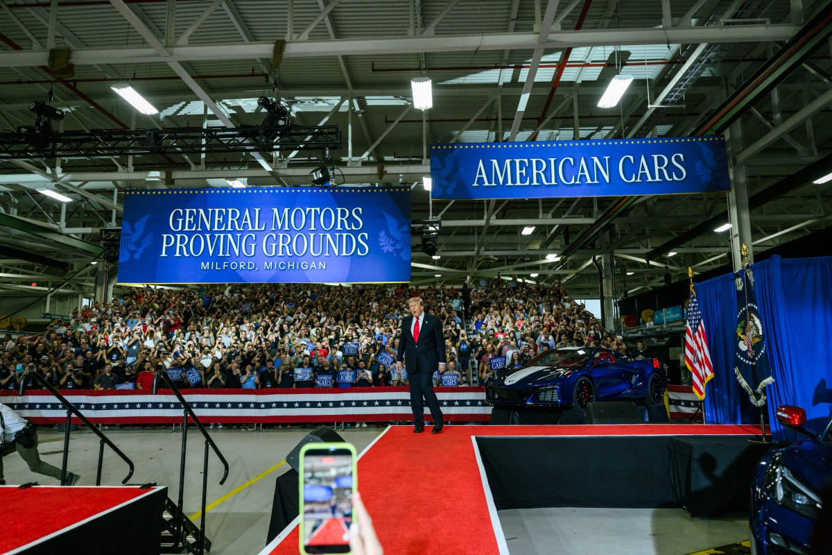 President Donald J. Trump delivers remarks at the General Motors Proving Ground in Milford, Michigan, Monday, July 27, 2026. (Official White House Photo by Daniel Torok)