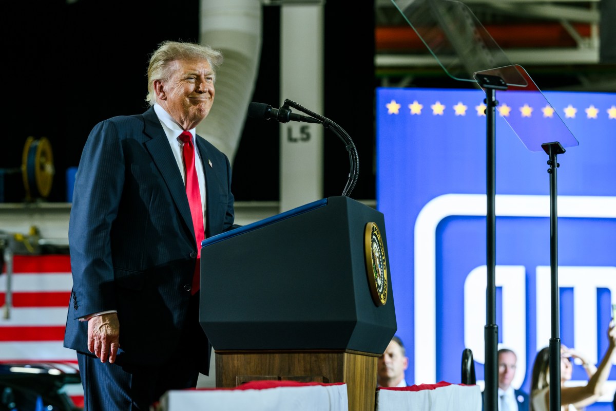 President Donald J. Trump delivers remarks at the General Motors Proving Ground in Milford, Michigan, Monday, July 27, 2026. (Official White House Photo by Daniel Torok)