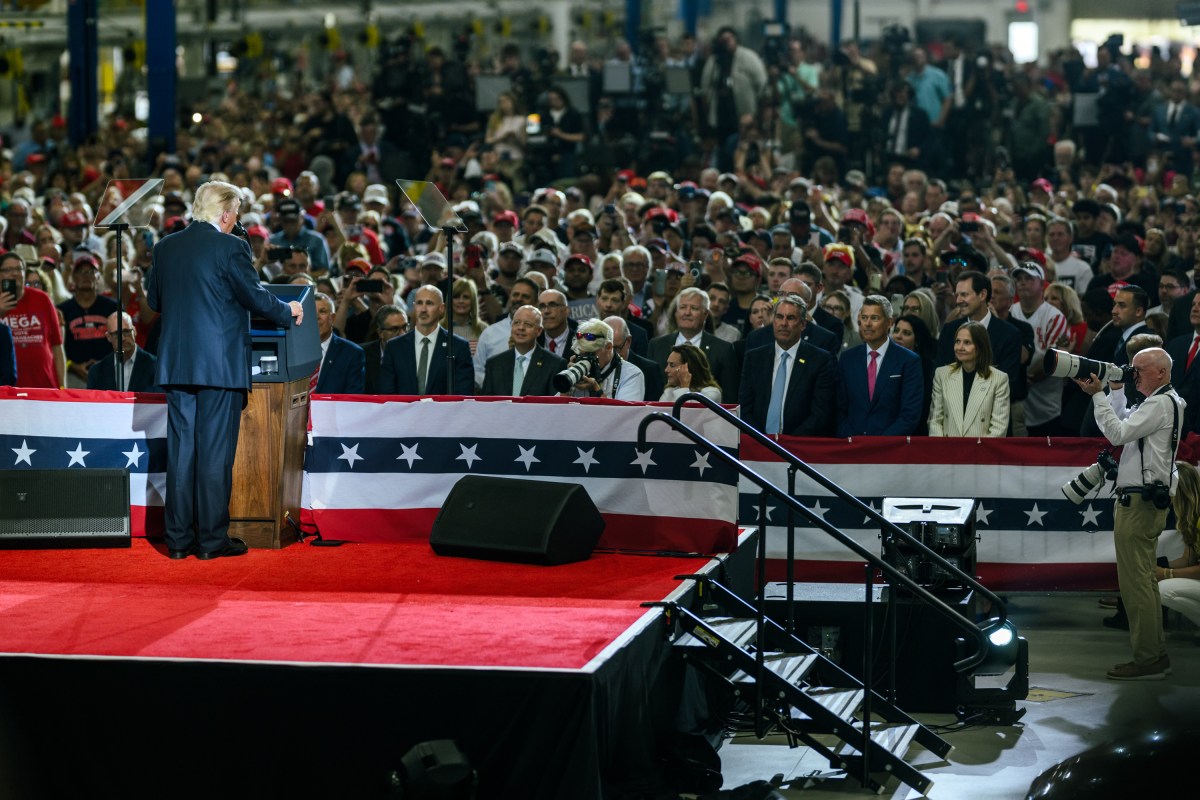President Donald J. Trump delivers remarks at the General Motors Proving Ground in Milford, Michigan, Monday, July 27, 2026. (Official White House Photo by Daniel Torok)