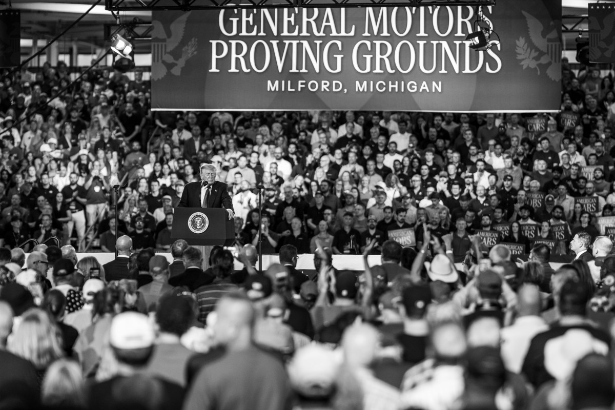 President Donald J. Trump delivers remarks at the General Motors Proving Ground in Milford, Michigan, Monday, July 27, 2026. (Official White House Photo by Daniel Torok)