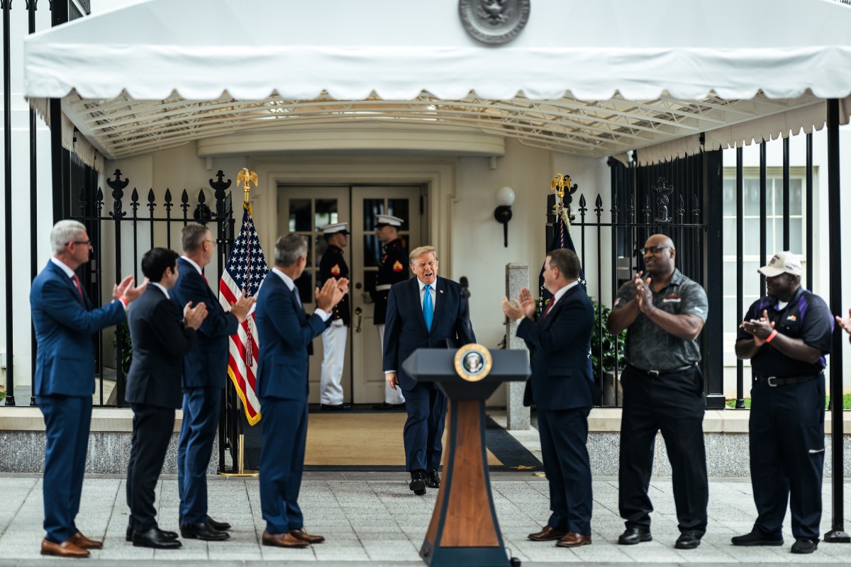 President Donald J. Trump announces a “Freedom Haulers” initiative to attract military veterans to trucking jobs, Thursday, July 30, 2026, at the White House. (Official White House Photo by Daniel Torok)