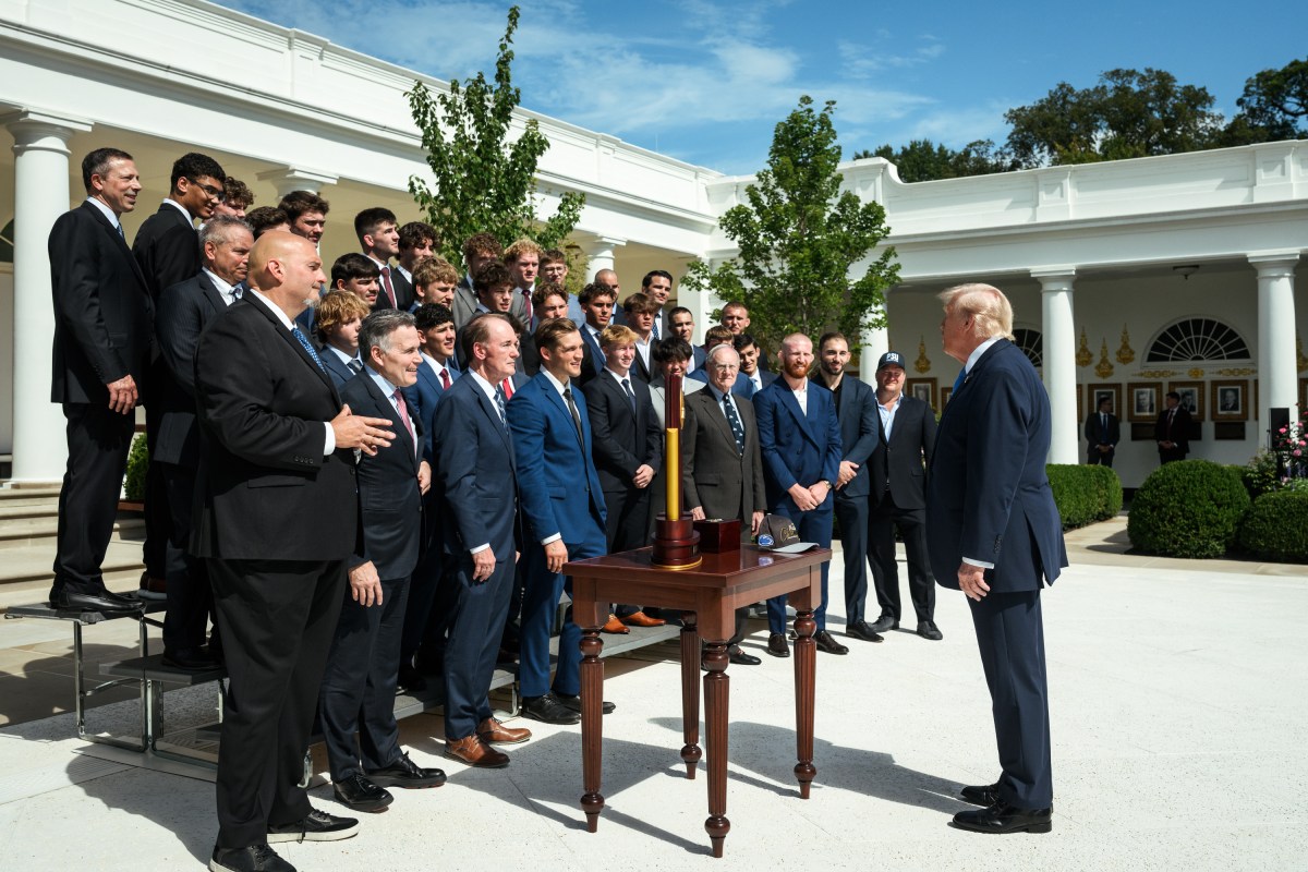 President Donald J. Trump greets the 2026 NCAA Wrestling Championship winners, the Penn State Nittany Lions, in the White House Rose Garden, Tuesday, August 4, 2026. (Official White House Photo by Joyce N. Boghosian)