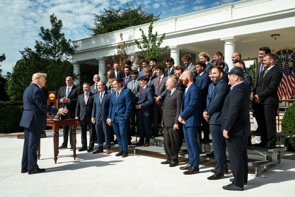President Donald J. Trump greets the 2026 NCAA Wrestling Championship winners, the Penn State Nittany Lions, in the White House Rose Garden, Tuesday, August 4, 2026. (Official White House Photo by Joyce N. Boghosian)