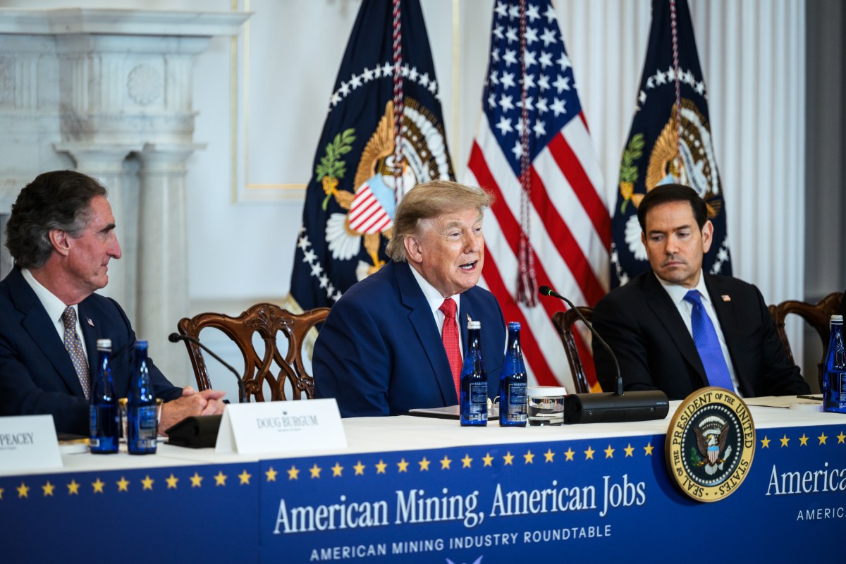 President Donald J. Trump, flanked by Secretary of State Marco Rubio and Secretary of Interior Doug Burgum, attends a roundtable for the American mining industry, Friday, August 7, 2026, at the U.S. Department of State in Washington, D.C. (Official White House Photo by Joyce N. Boghosian)