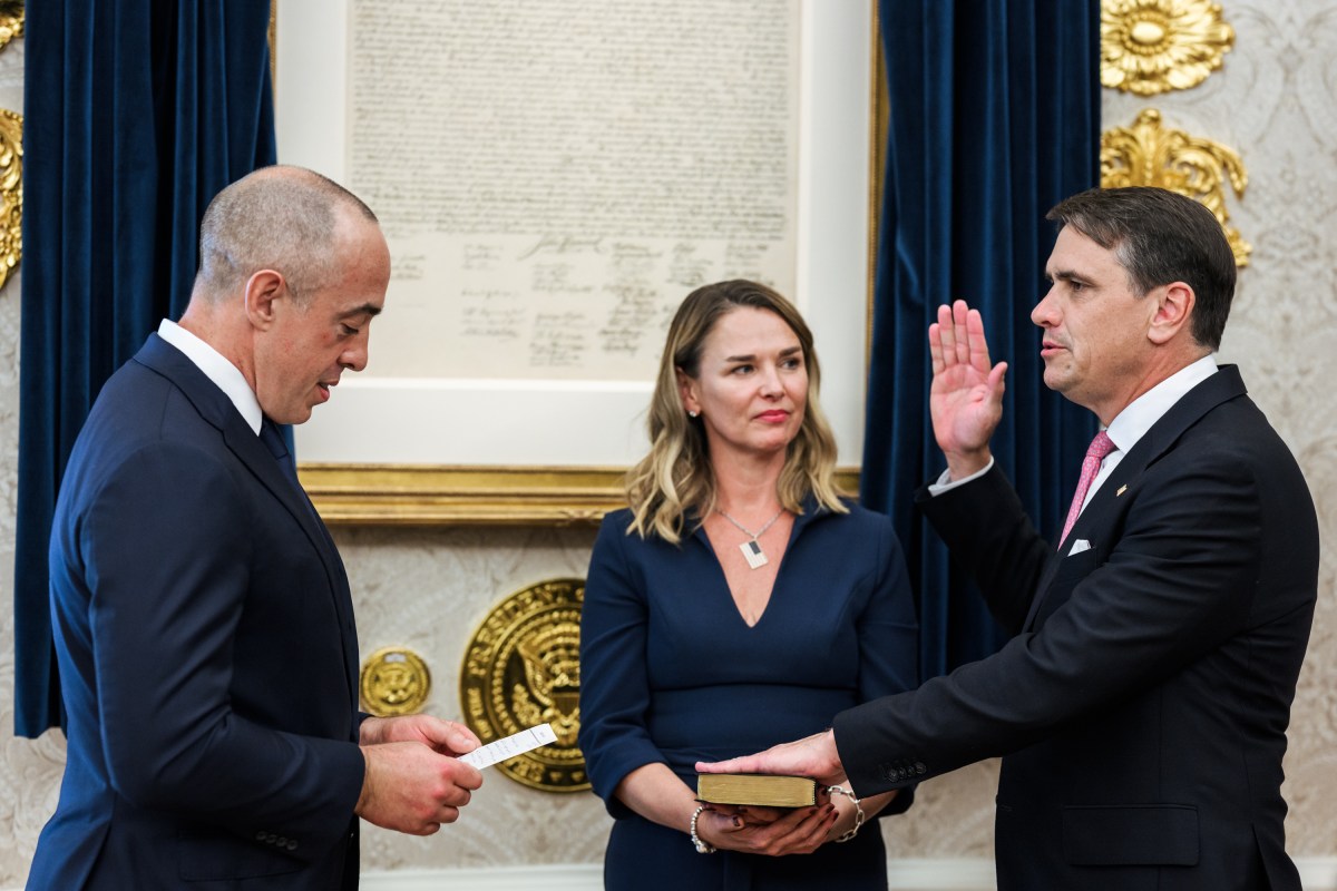 President Donald J. Trump participates in the swearing-in ceremony for U.S. Attorney General Todd Blanche in the Oval Office, Monday, August 10, 2026. (Official White House Photo by Daniel Torok)