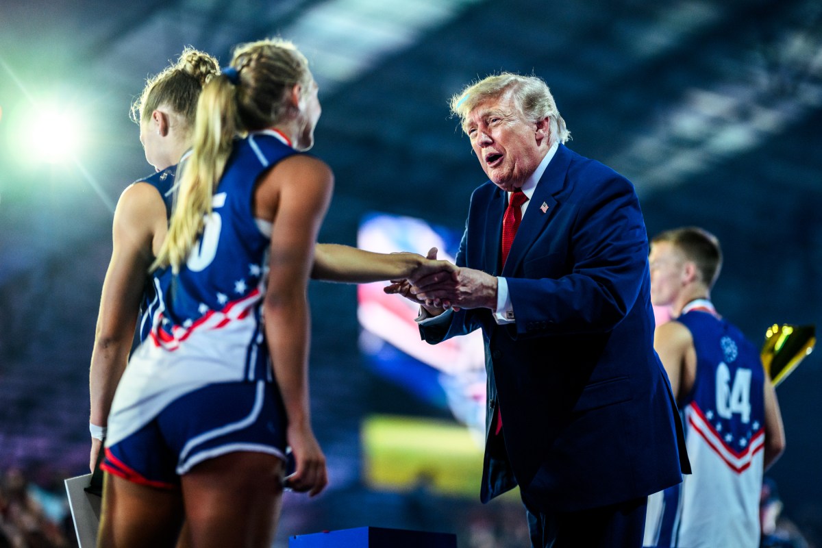 President Donald J. Trump attends the finale of the inaugural Patriot Games youth sports competition at SPIRE Academy in Geneva, Ohio, Tuesday, August 11, 2026. (Official White House Photo by Daniel Torok)