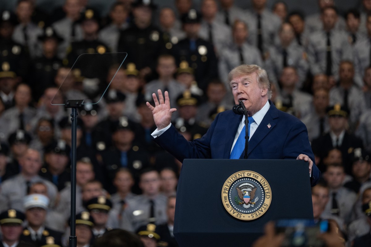 President Donald J. Trump delivers remarks at the David S. Mack Center for Training and Intelligence in Garden City, New York, Friday, August 14, 2026. (Official White House Photo by Molly Riley)