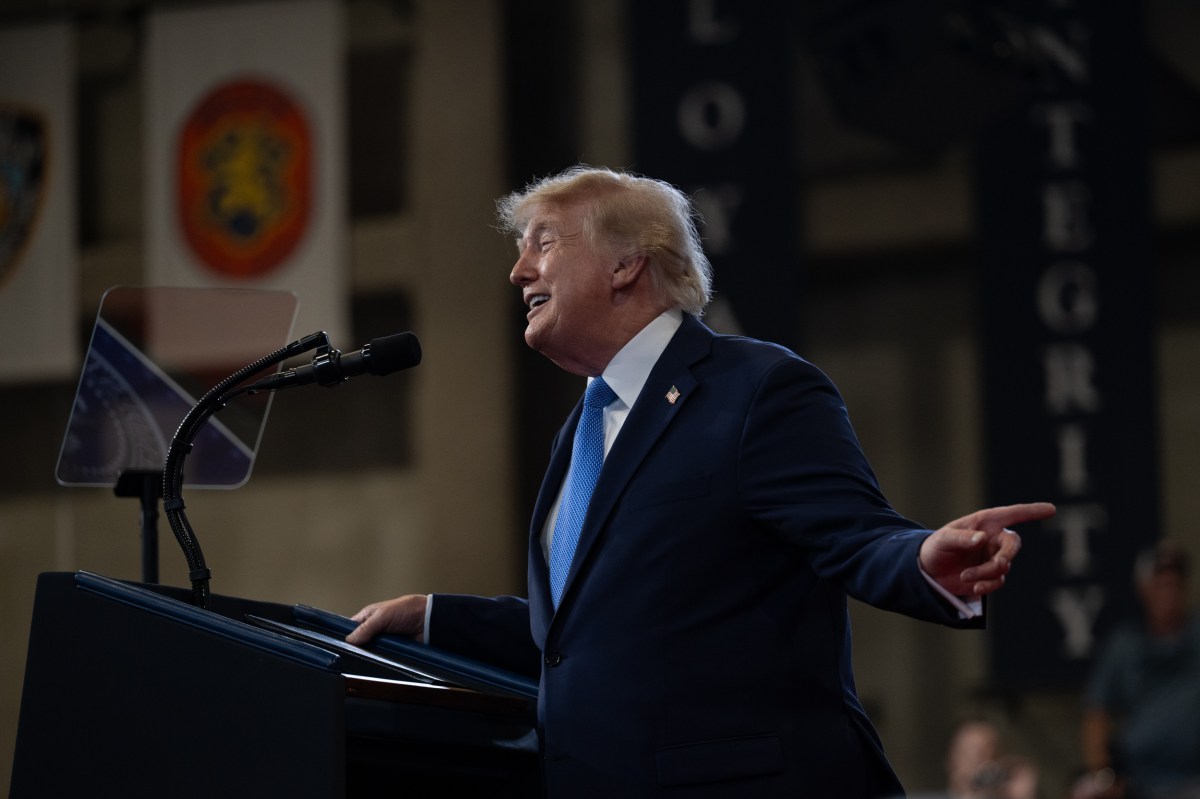 President Donald J. Trump delivers remarks at the David S. Mack Center for Training and Intelligence in Garden City, New York, Friday, August 14, 2026. (Official White House Photo by Molly Riley)