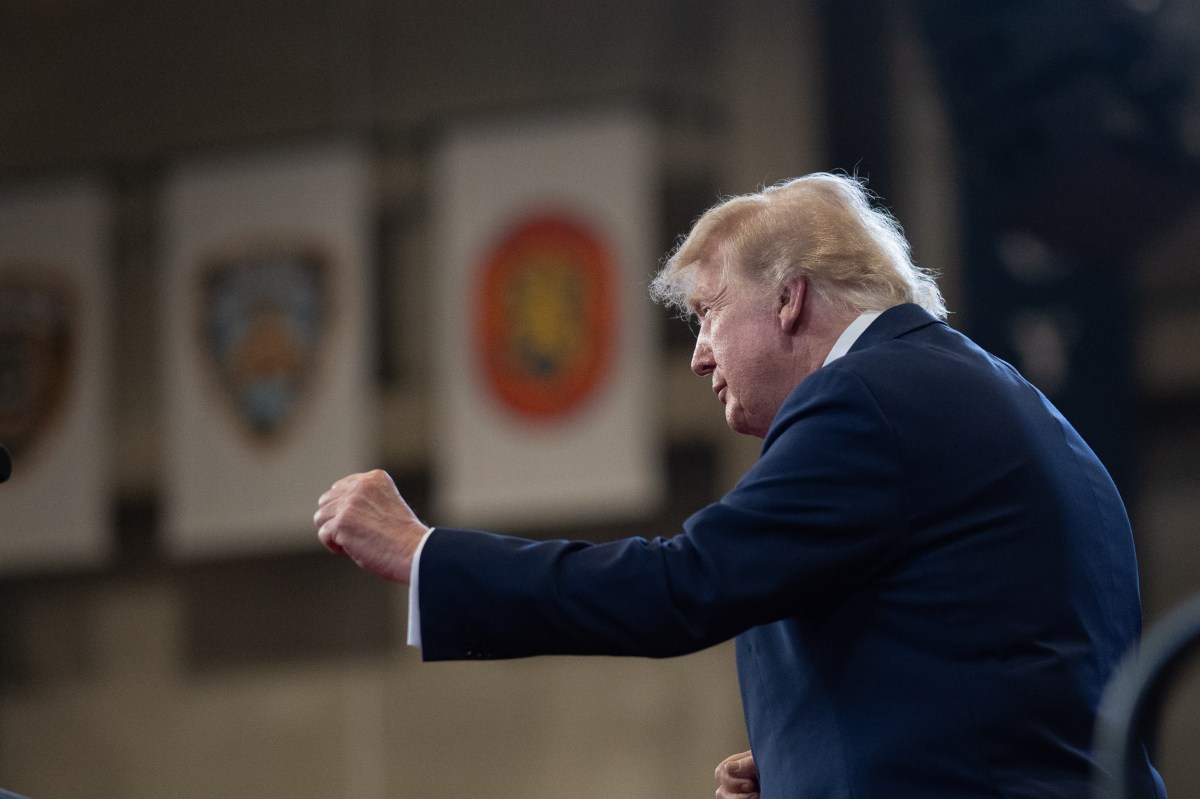 President Donald J. Trump delivers remarks at the David S. Mack Center for Training and Intelligence in Garden City, New York, Friday, August 14, 2026. (Official White House Photo by Molly Riley)
