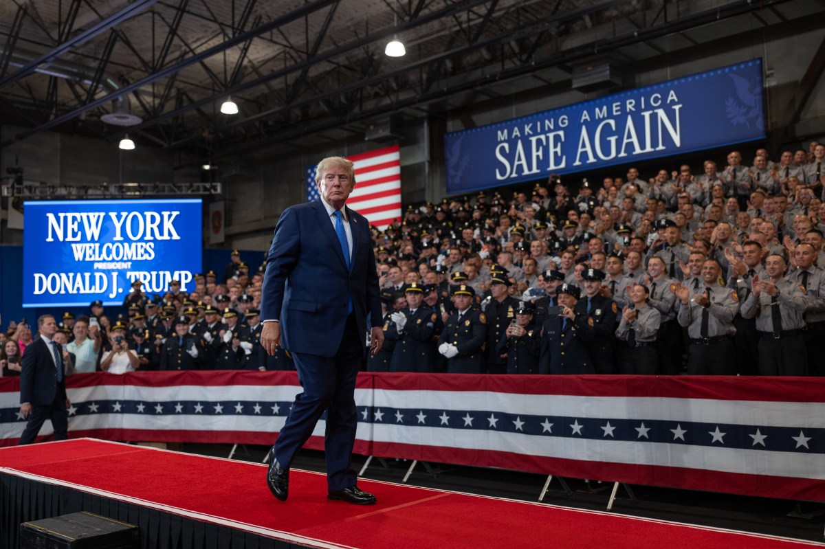 President Donald J. Trump delivers remarks at the David S. Mack Center for Training and Intelligence in Garden City, New York, Friday, August 14, 2026. (Official White House Photo by Molly Riley)
