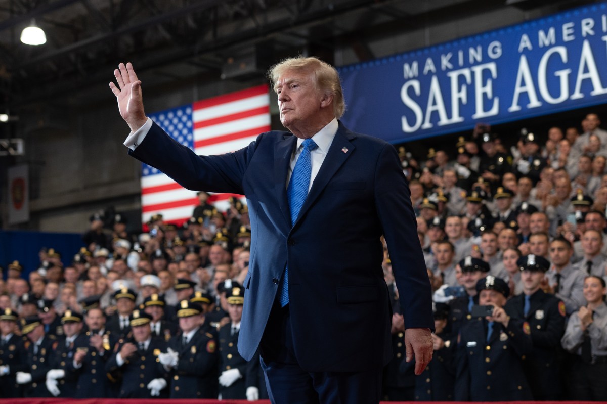 President Donald J. Trump delivers remarks at the David S. Mack Center for Training and Intelligence in Garden City, New York, Friday, August 14, 2026. (Official White House Photo by Molly Riley)