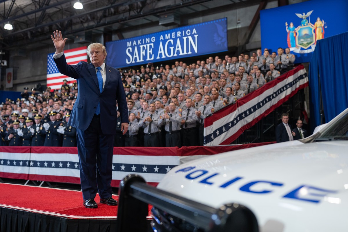 President Donald J. Trump delivers remarks at the David S. Mack Center for Training and Intelligence in Garden City, New York, Friday, August 14, 2026. (Official White House Photo by Molly Riley)