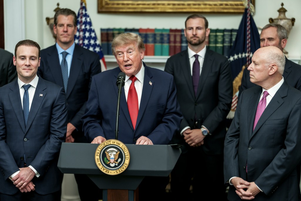 President Donald J. Trump participates in a CFTC Innovation Advisory Committee Launch with tech leaders and White House staff in the Roosevelt Room, Wednesday, August 19, 2026. (Official White House Photo by Abe McNatt)