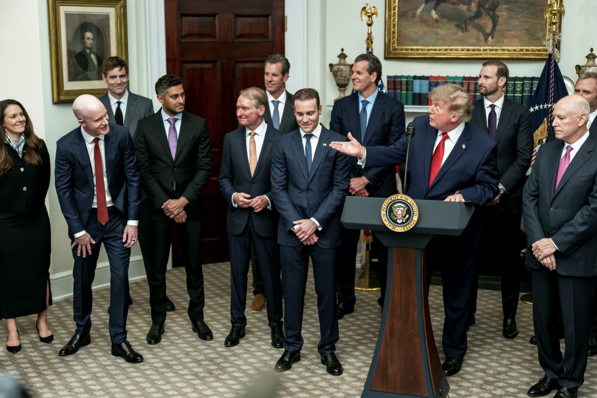 President Donald J. Trump participates in a CFTC Innovation Advisory Committee Launch with tech leaders and White House staff in the Roosevelt Room, Wednesday, August 19, 2026. (Official White House Photo by Abe McNatt)