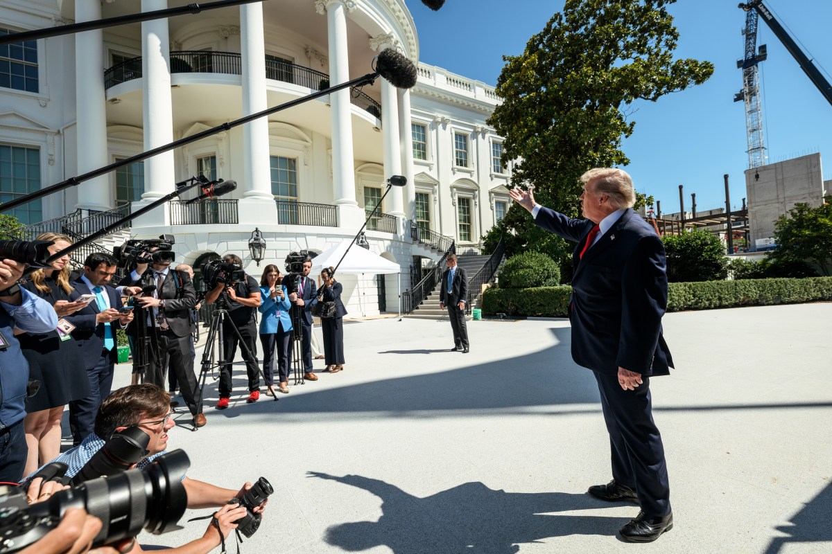 President Donald J. Trump shows members of the media the White House helipad under construction on the South Lawn, Wednesday, August 19, 2026. (Official White House Photo by Joyce N. Boghosian)