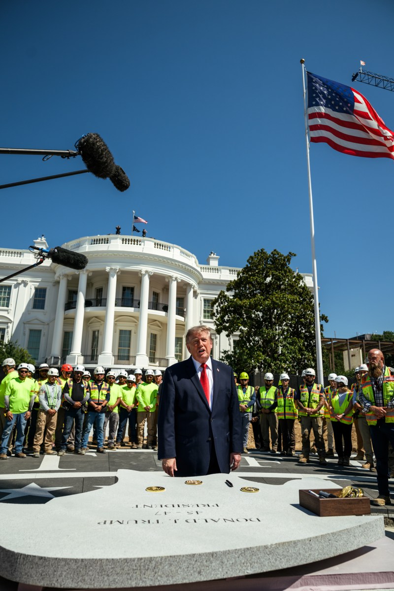 President Donald J. Trump shows members of the media the White House helipad under construction on the South Lawn, Wednesday, August 19, 2026. (Official White House Photo by Joyce N. Boghosian)