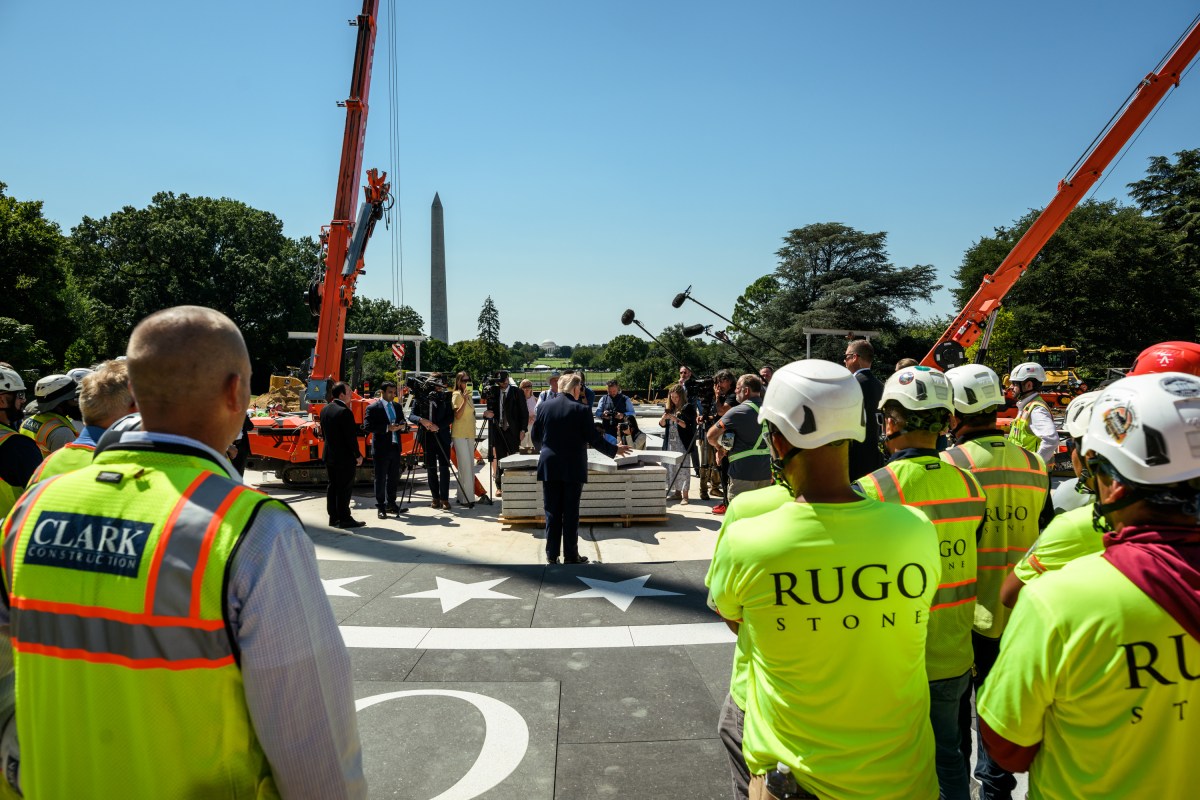 President Donald J. Trump shows members of the media the White House helipad under construction on the South Lawn, Wednesday, August 19, 2026. (Official White House Photo by Joyce N. Boghosian)
