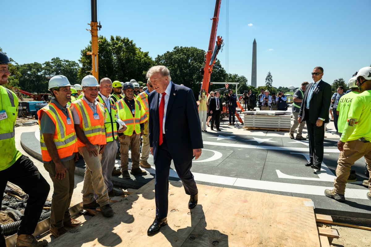 President Donald J. Trump shows members of the media the White House helipad under construction on the South Lawn, Wednesday, August 19, 2026. (Official White House Photo by Joyce N. Boghosian)