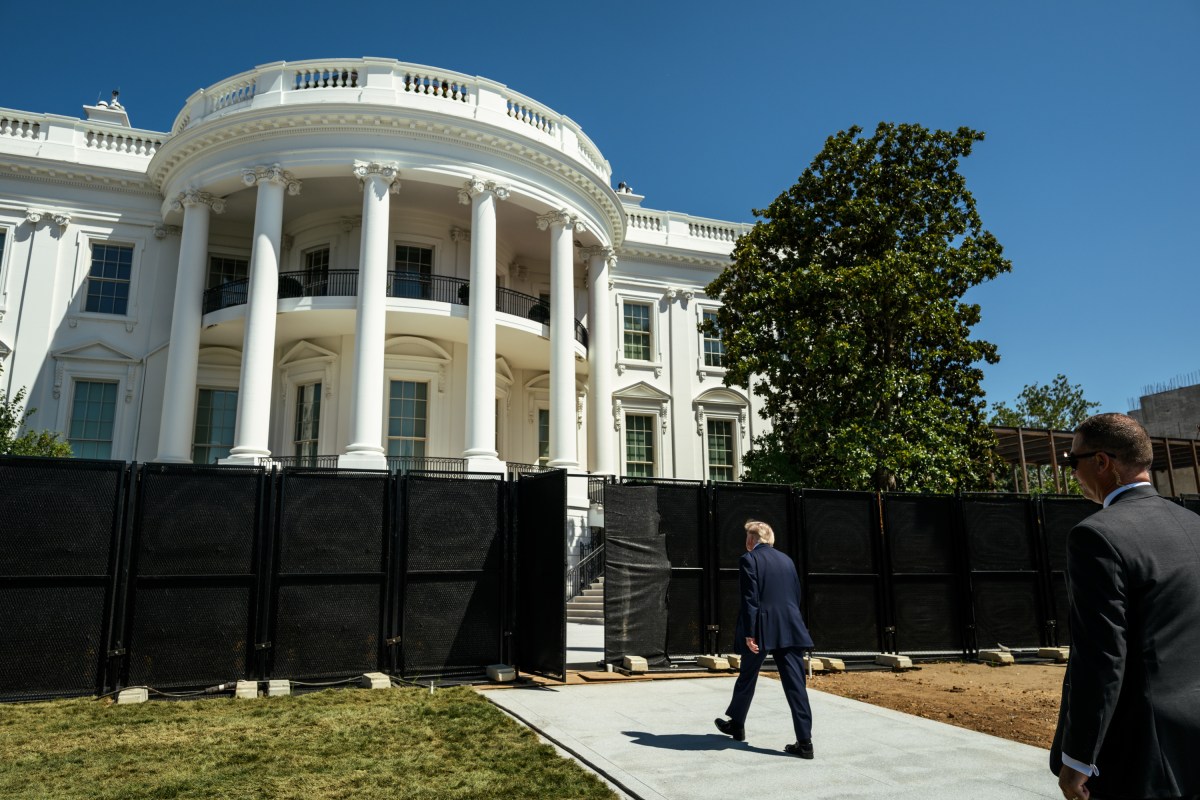 President Donald J. Trump shows members of the media the White House helipad under construction on the South Lawn, Wednesday, August 19, 2026. (Official White House Photo by Joyce N. Boghosian)