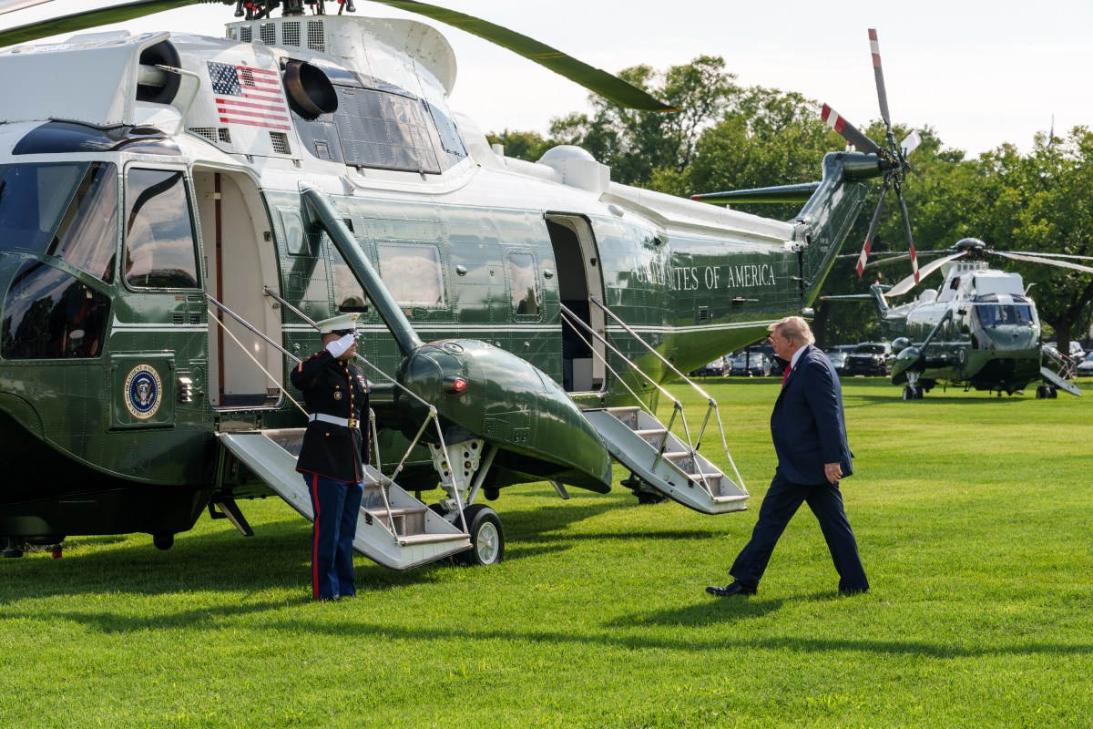 President Donald J. Trump boards Marine One on the ellipse, Friday, August 21, 2026, en route to Myrtle Beach, South Carolina. (Official White House Photo by Abe McNatt)