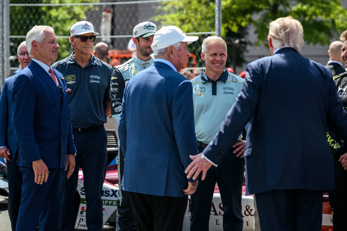 President Donald J. Trump and First Lady Melania Trump greet drivers and owners at Pit In before the Freedom 250 Grand Prix Race in Washington, D.C., Sunday, August 23, 2026. (Official White House Photo by Daniel Torok)