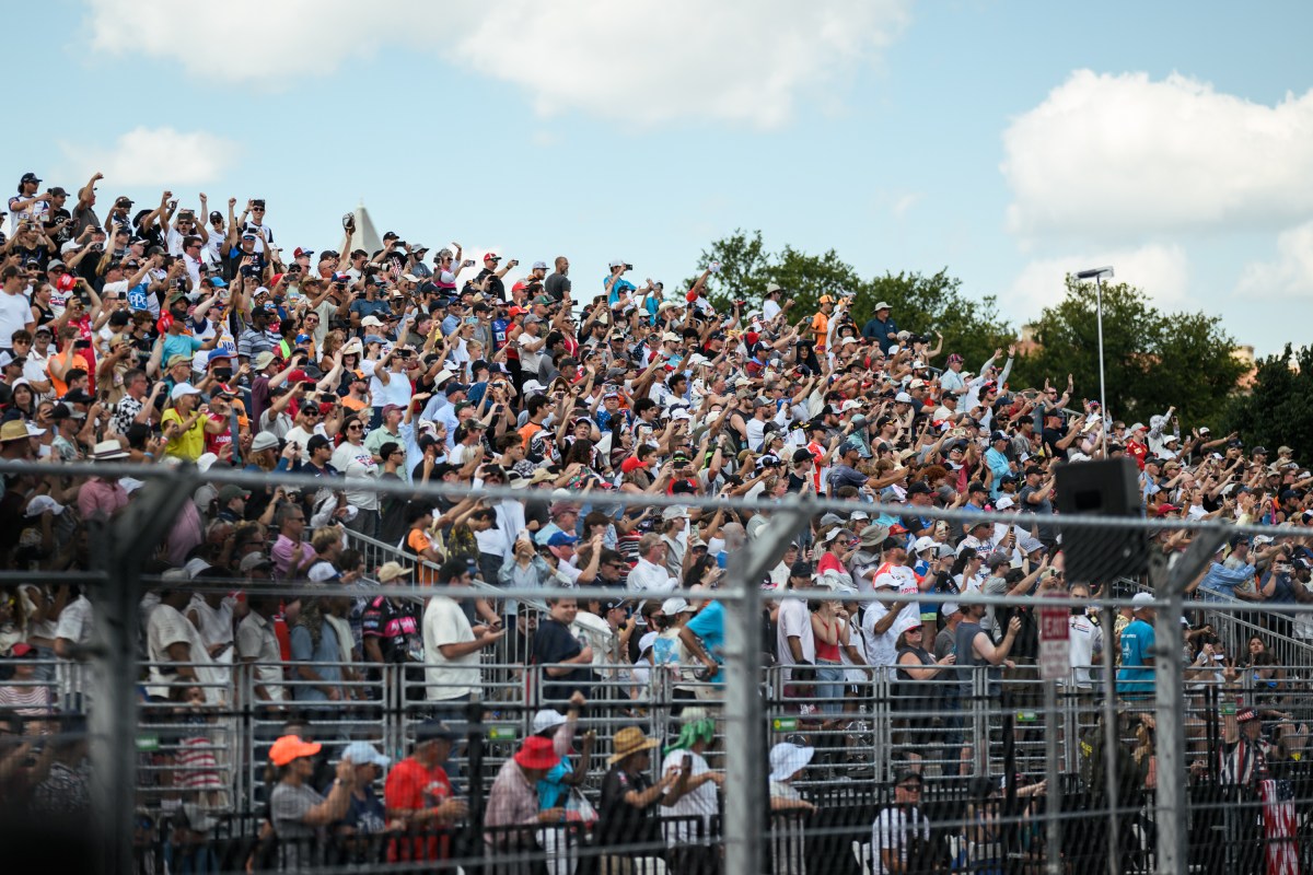 President Donald J. Trump and First Lady Melania Trump take a ceremonial lap in the motorcade during the Freedom 250 Grand Prix Race in Washington, D.C., Sunday, August 23, 2026. (Official White House Photo by Daniel Torok)