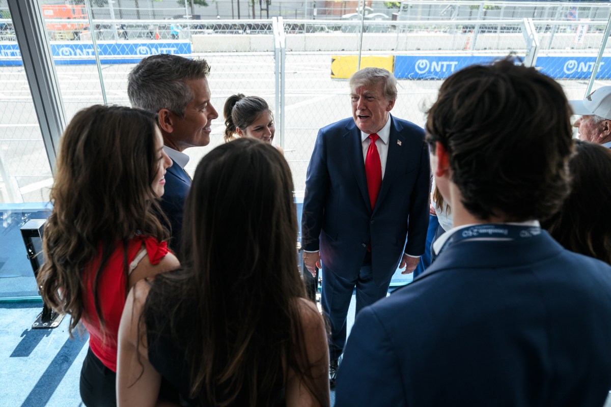 President Donald J. Trump and First Lady Melania Trump watch the Freedom 250 Grand Prix Race in Washington, D.C., Sunday, August 23, 2026. (Official White House Photo by Daniel Torok)