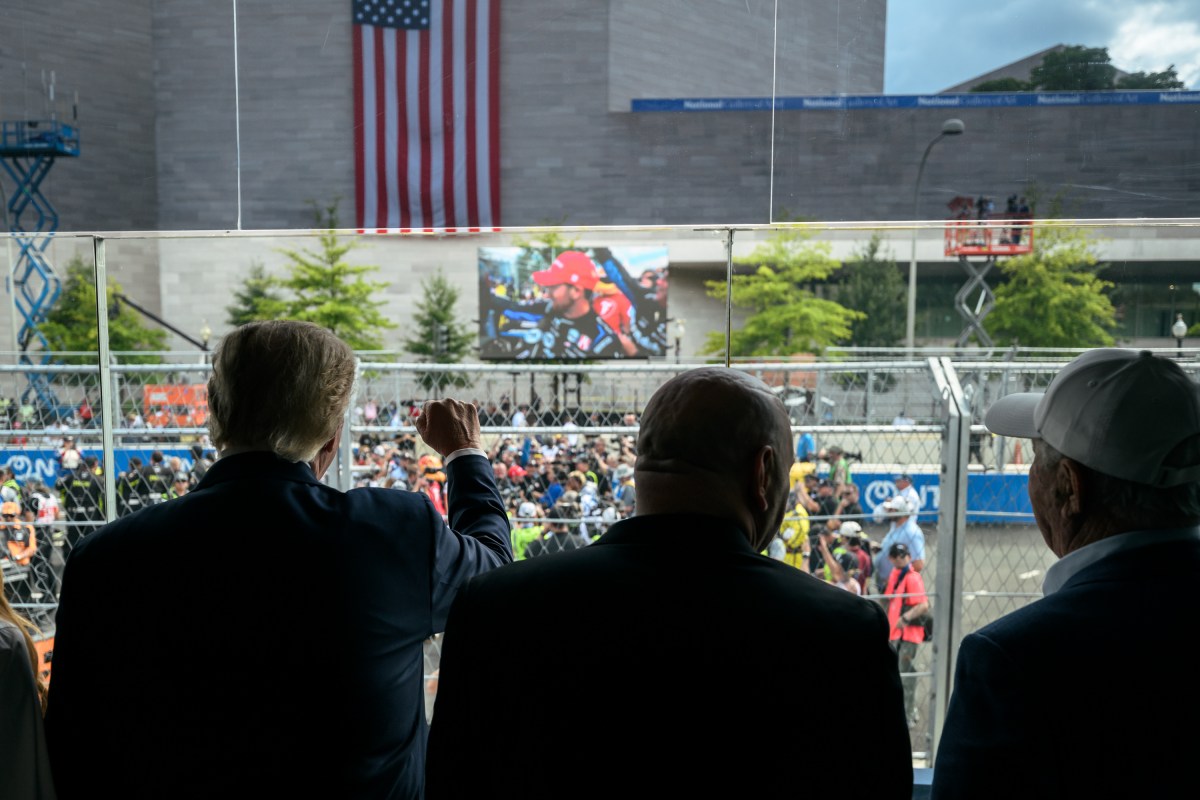 President Donald J. Trump and First Lady Melania Trump watch the Freedom 250 Grand Prix Race in Washington, D.C., Sunday, August 23, 2026. (Official White House Photo by Daniel Torok)