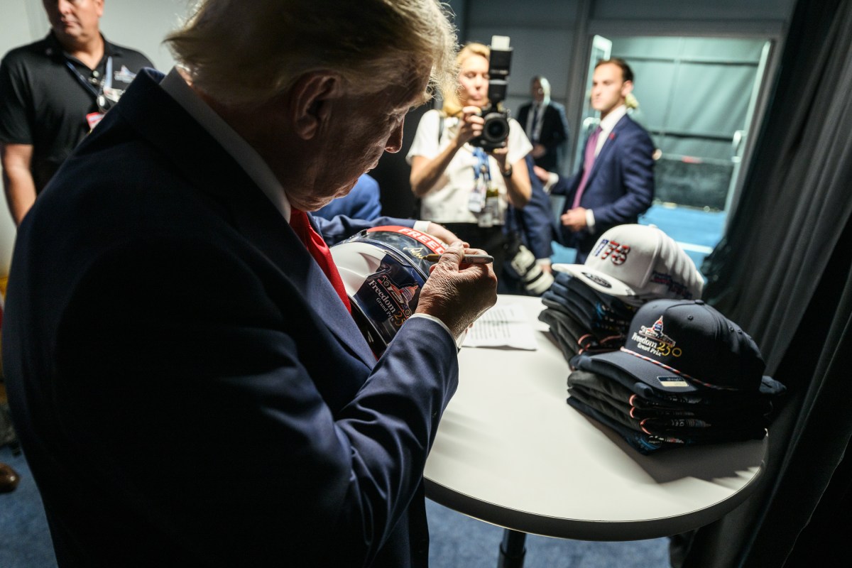 President Donald J. Trump and First Lady Melania Trump watch the Freedom 250 Grand Prix Race in Washington, D.C., Sunday, August 23, 2026. (Official White House Photo by Daniel Torok)
